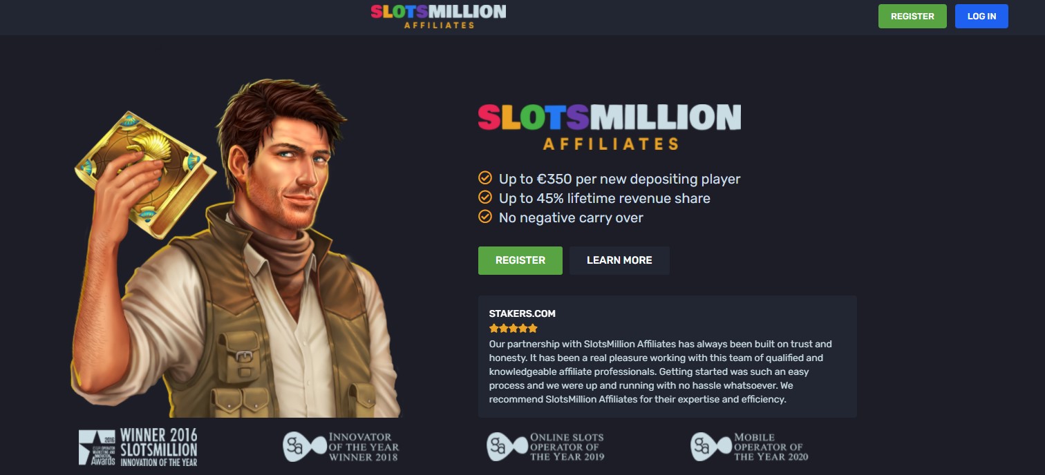 SlotsMillion Affiliates Landing Page